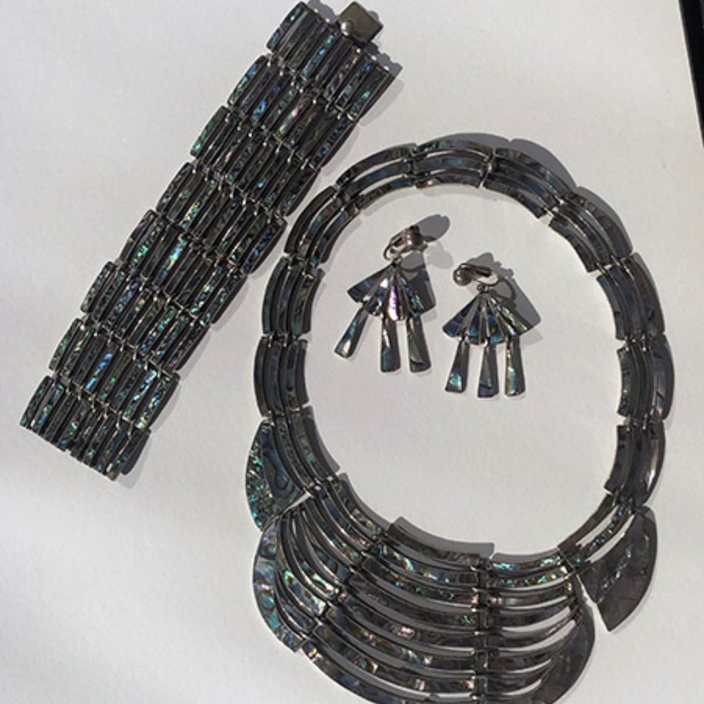 Vintage Mexican Sterling Silver Abalone Jewelry